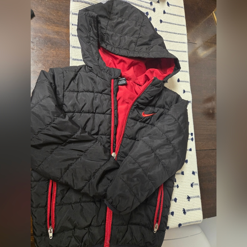 Nike Kids Black and Red Puffer Jacket